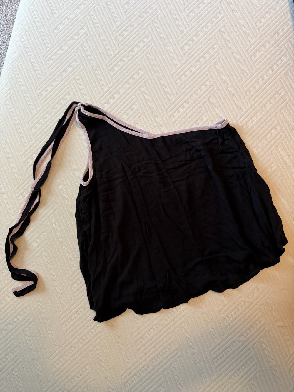 Free People Black One-Shoulder Tank with Pale Pink Trim